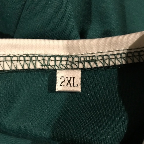 NWOT Abstract Faux Button Dress L-XL Fit Half Sleeve Green White Back Zipper - Picture 6 of 6